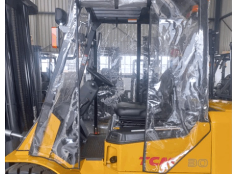 Clear-panel forklift cab cover