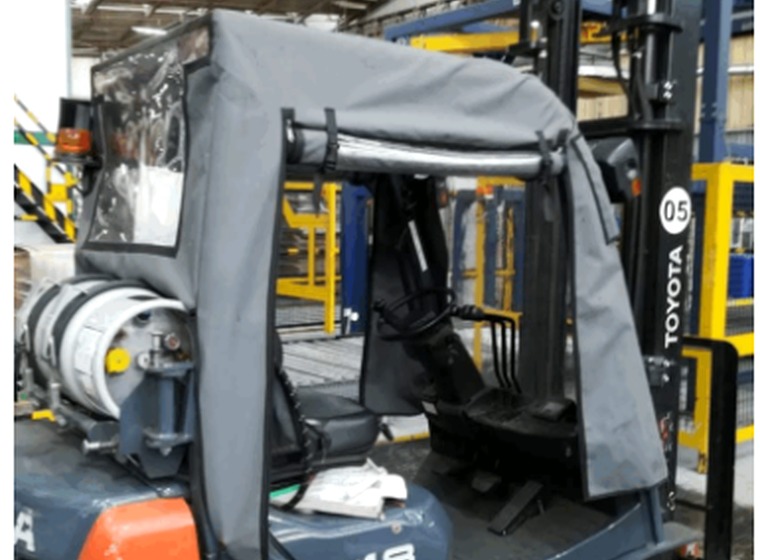 Grey forklift cover
