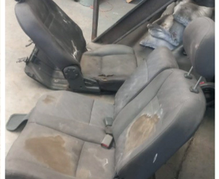 Vehicle seats before upholstery restoration