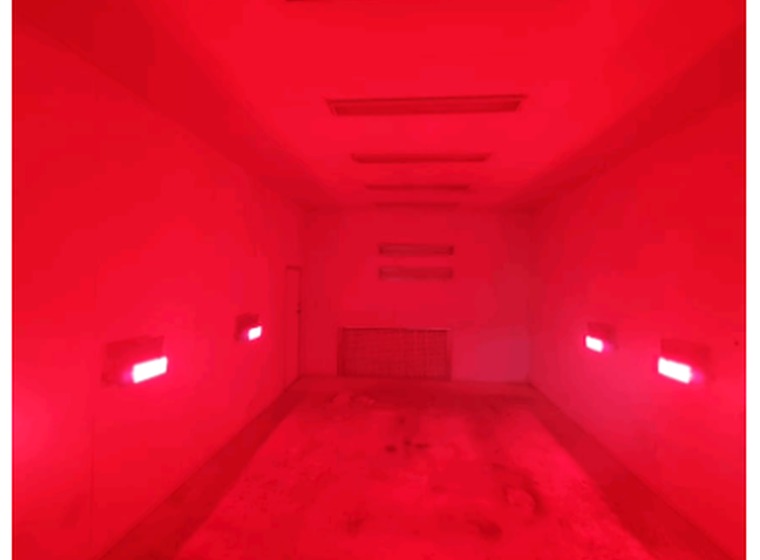 Spray booth red lighting